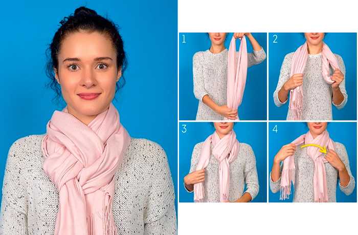 Способы завязывания шарфов на пальто с капюшоном пошагово